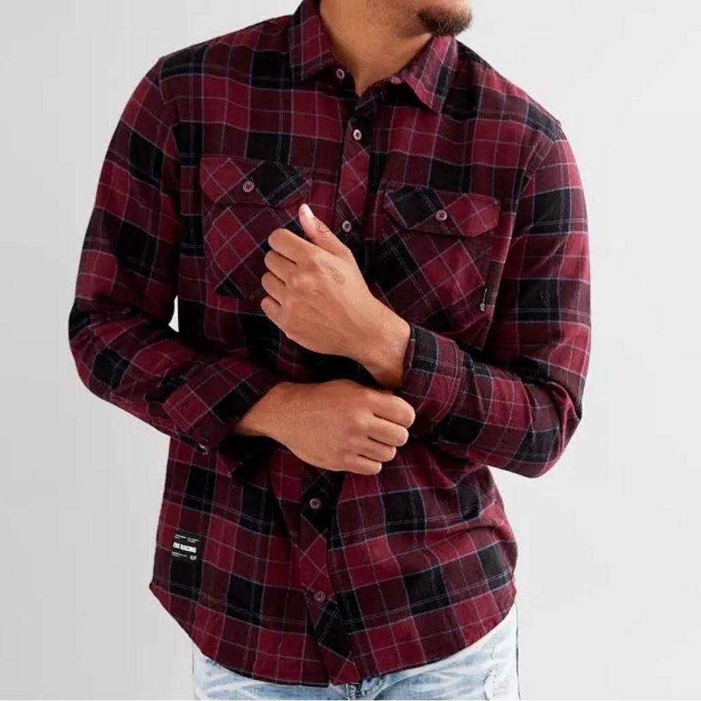 Fox Racing Traildust 2.0 Flannel Shirt Mens XXL Cranberry Plaid Long Sleeve Moto